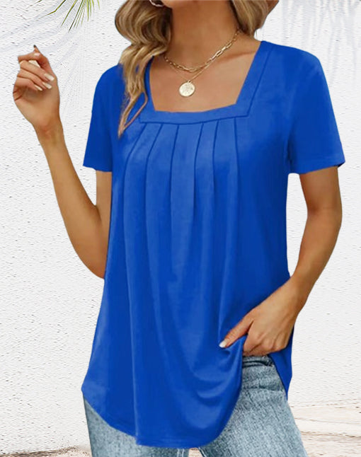💕BIS ZU 50% RABATT🌷 Elegantes, einfarbiges Damen-T-Shirt mit quadratischem Ausschnitt
