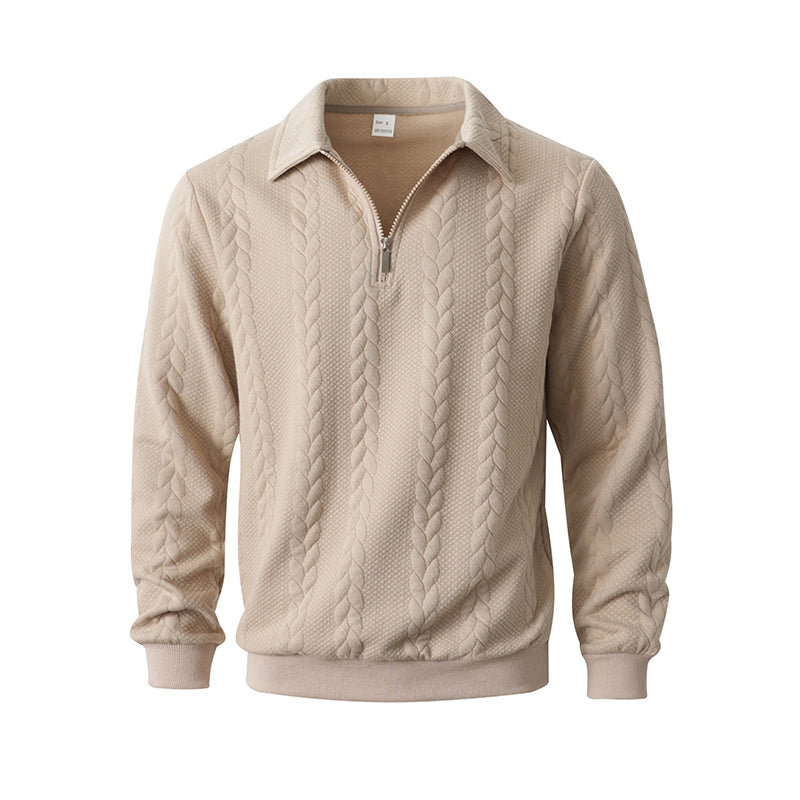 🎉 Neujahrsgeschenk – 50% RABATT!👕Klassischer Zopfmuster-Herrenpullover mit Halbreißverschluss: Reverskragen & Weiches Material – Zeitlos lässig für jeden Anlass!