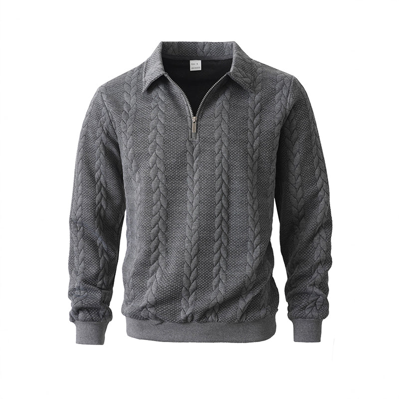 🎉 Neujahrsgeschenk – 50% RABATT!👕Klassischer Zopfmuster-Herrenpullover mit Halbreißverschluss: Reverskragen & Weiches Material – Zeitlos lässig für jeden Anlass!