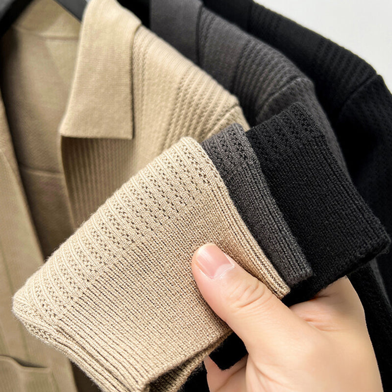 🔥Herren-Strickmantel mit langen Ärmeln und Revers