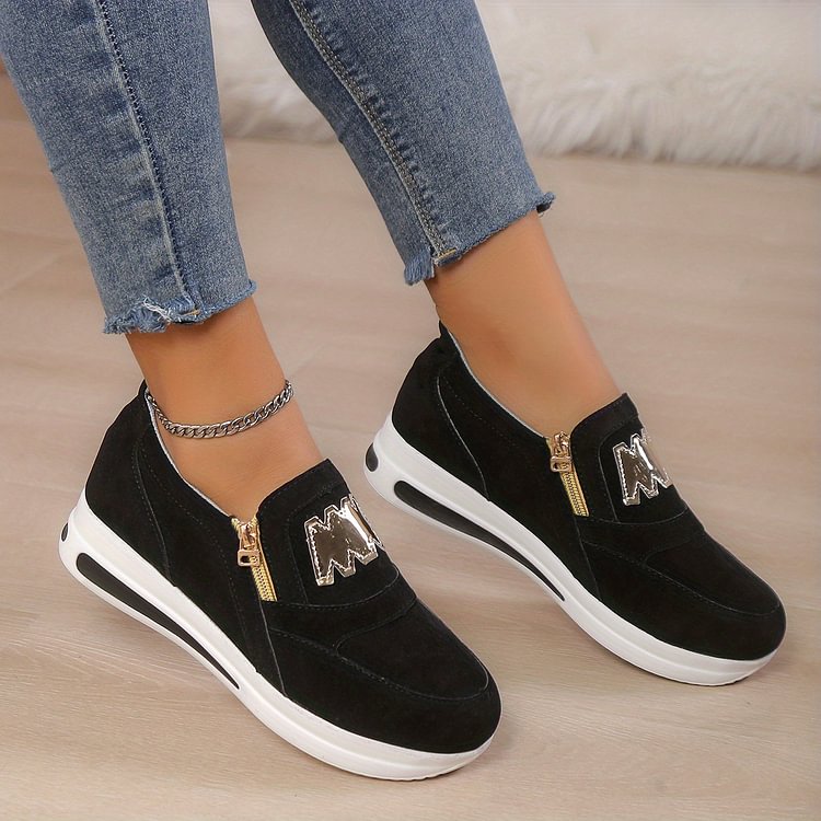 🌞Frühlingserwachen: 50% Rabatt!✨Orthopädische Damensneaker mit Plateau-Sohle – 3-Fußgewölbe-Unterstützung, Atmungsaktiv & Rutschfest, Stylisch mit Gold-Details für Ganztägigen Komfort