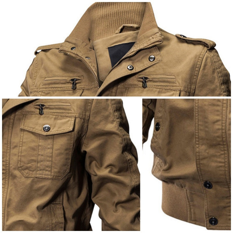 Herren Militärjacke mit Stehkragen und Reißverschluss