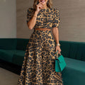 Elegantes Co-ord Set im Print-Design: Figurschmeichelndes Blusen-Top & weite Maxihose