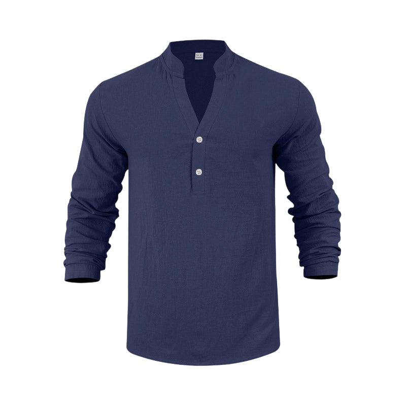 🌞Frühlingserwachen: 50% Rabatt!🔥Herren Henley aus Leinen-Mix – Atmungsaktiv, Bügelfrei & Zeitlos Elegant